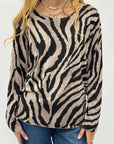 Maglia donna fantasia zebrata in misto lana