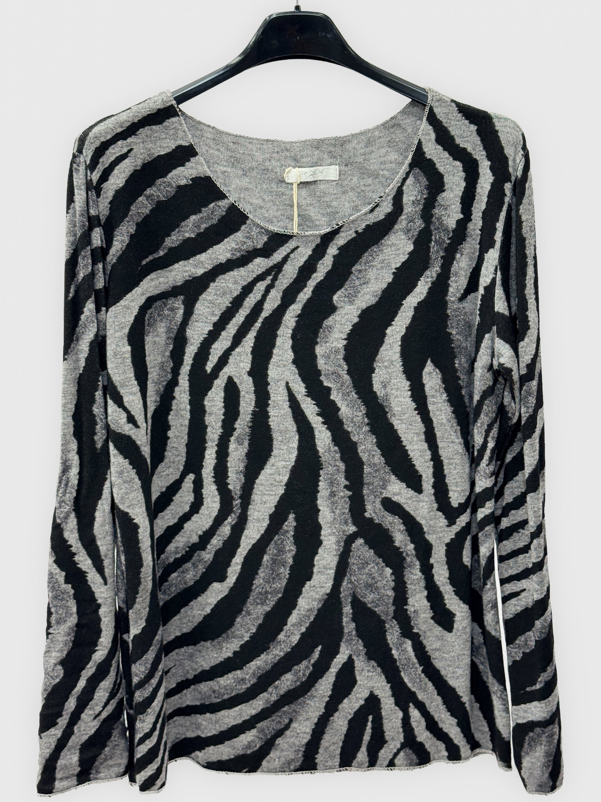 Maglia donna fantasia zebrata in misto lana