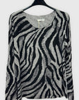 Maglia donna fantasia zebrata in misto lana