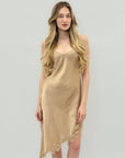 Abito Satin Asimmetrico con Dettaglio Pizzo