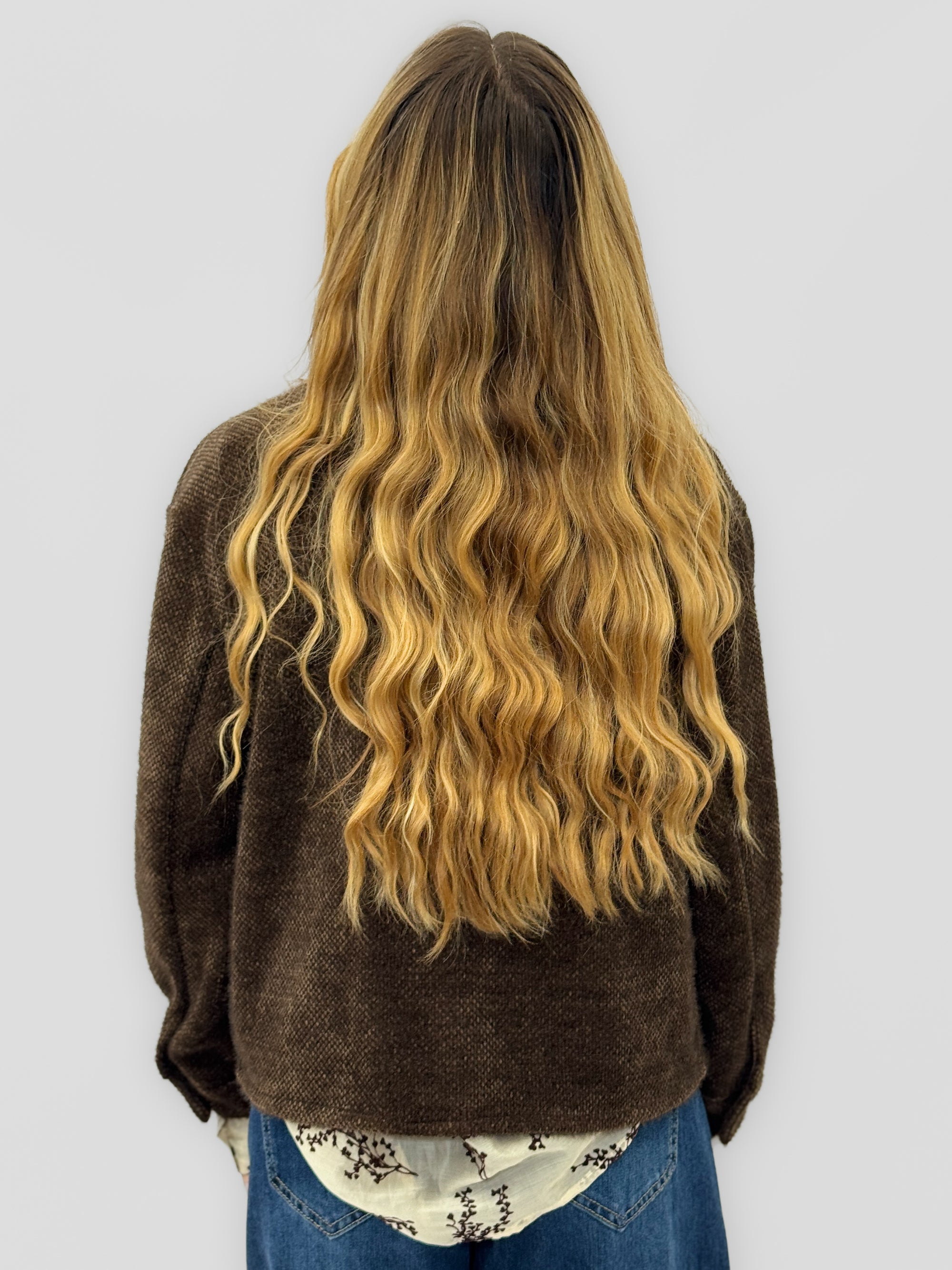 Giacca cardigan donna effetto bouclé con tasche