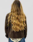 Giacca cardigan donna effetto bouclé con tasche