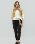 Pantalone Slim Fit in Cotone con Foulard