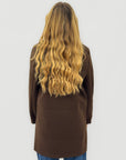 Giacca cardigan lunga donna con revers e tasche