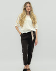 Pantalone Slim Fit in Cotone con Foulard