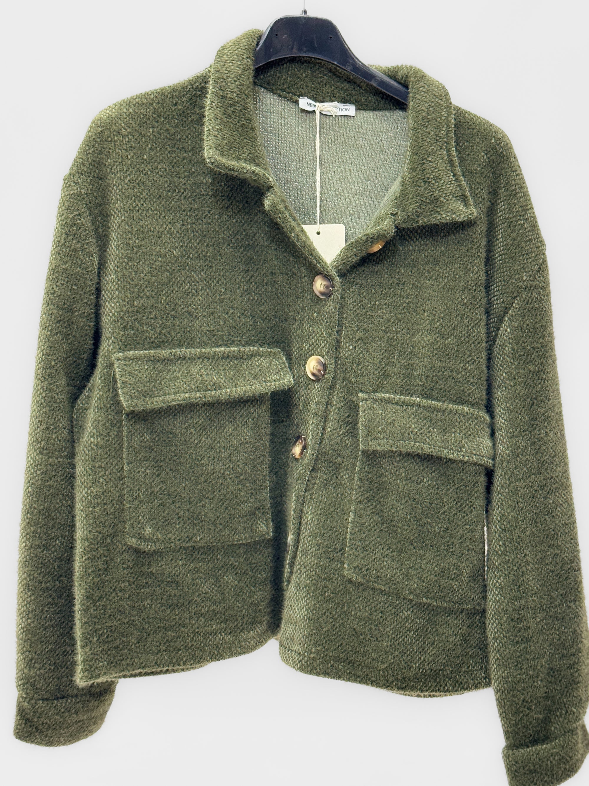 Giacca cardigan donna effetto bouclé con tasche