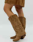 Stivali Texani in Camoscio con Ricami