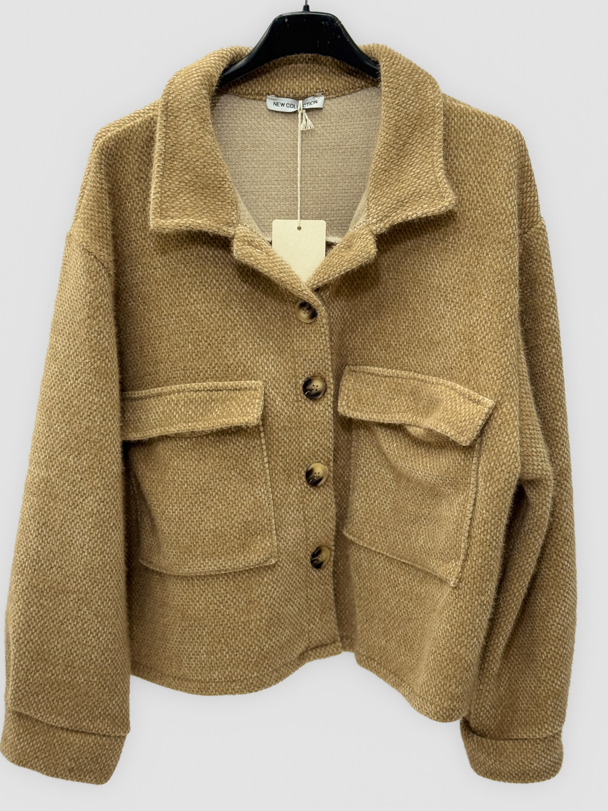 Giacca cardigan donna effetto bouclé con tasche