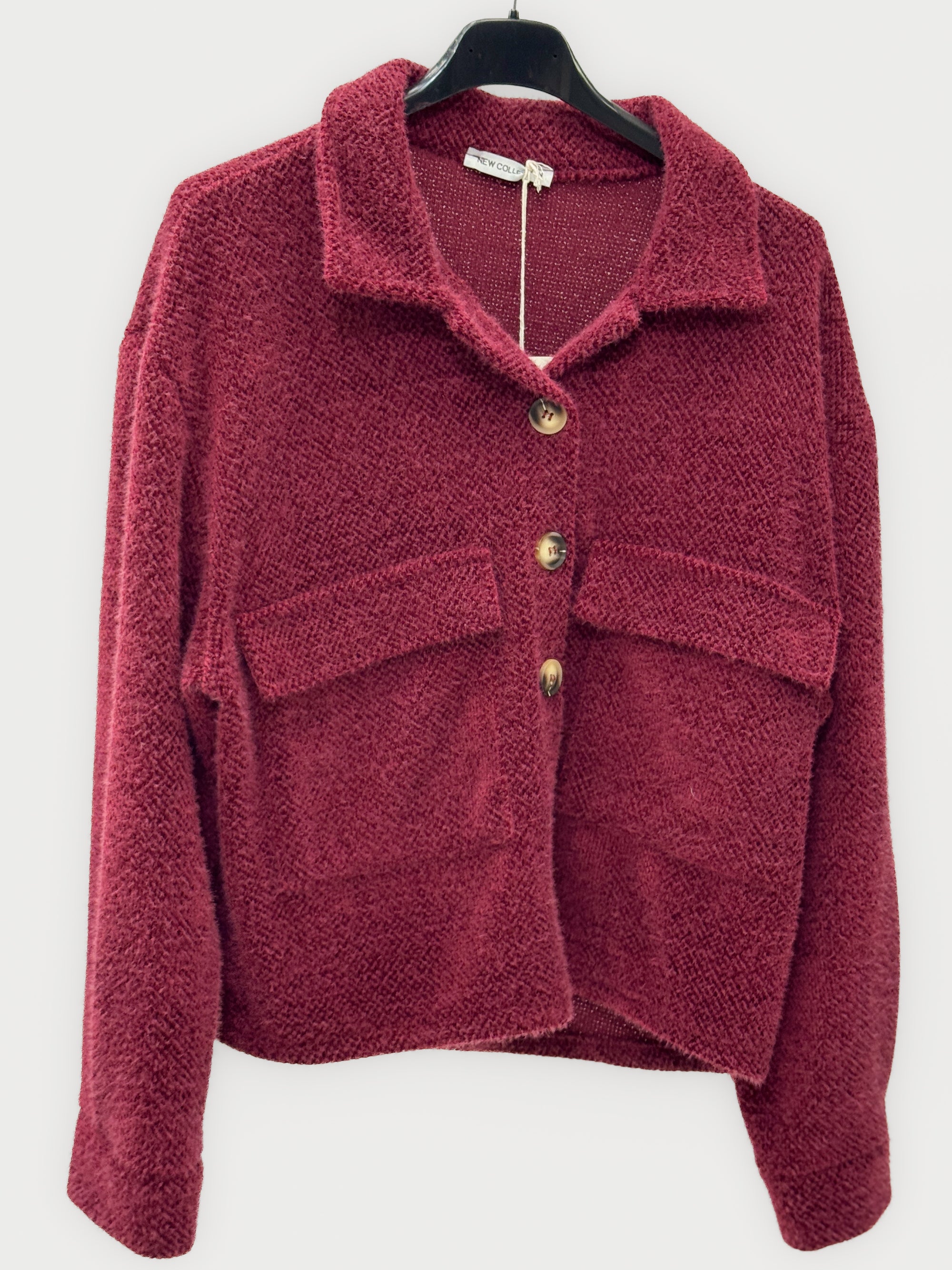 Giacca cardigan donna effetto bouclé con tasche