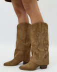 Stivali Texani in Camoscio con Ricami