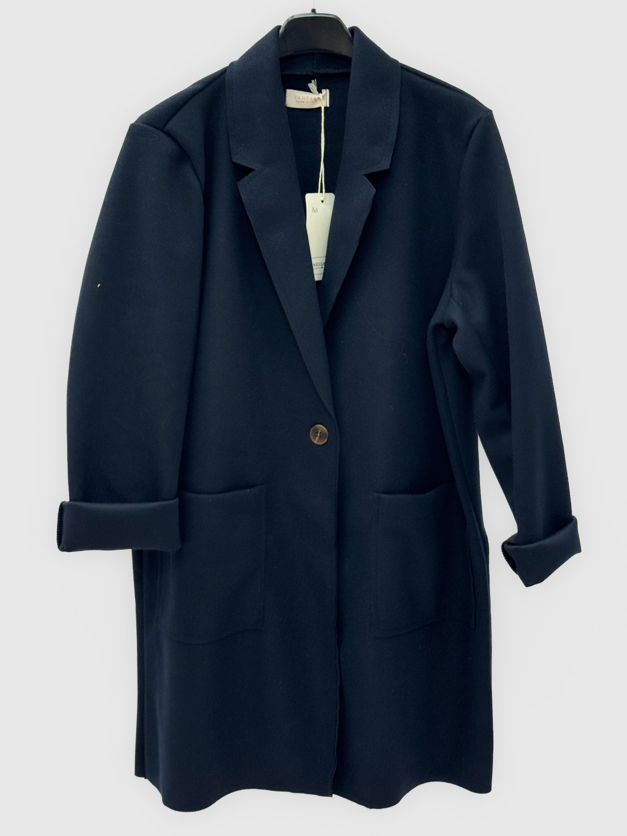 Giacca cardigan lunga donna con revers e tasche