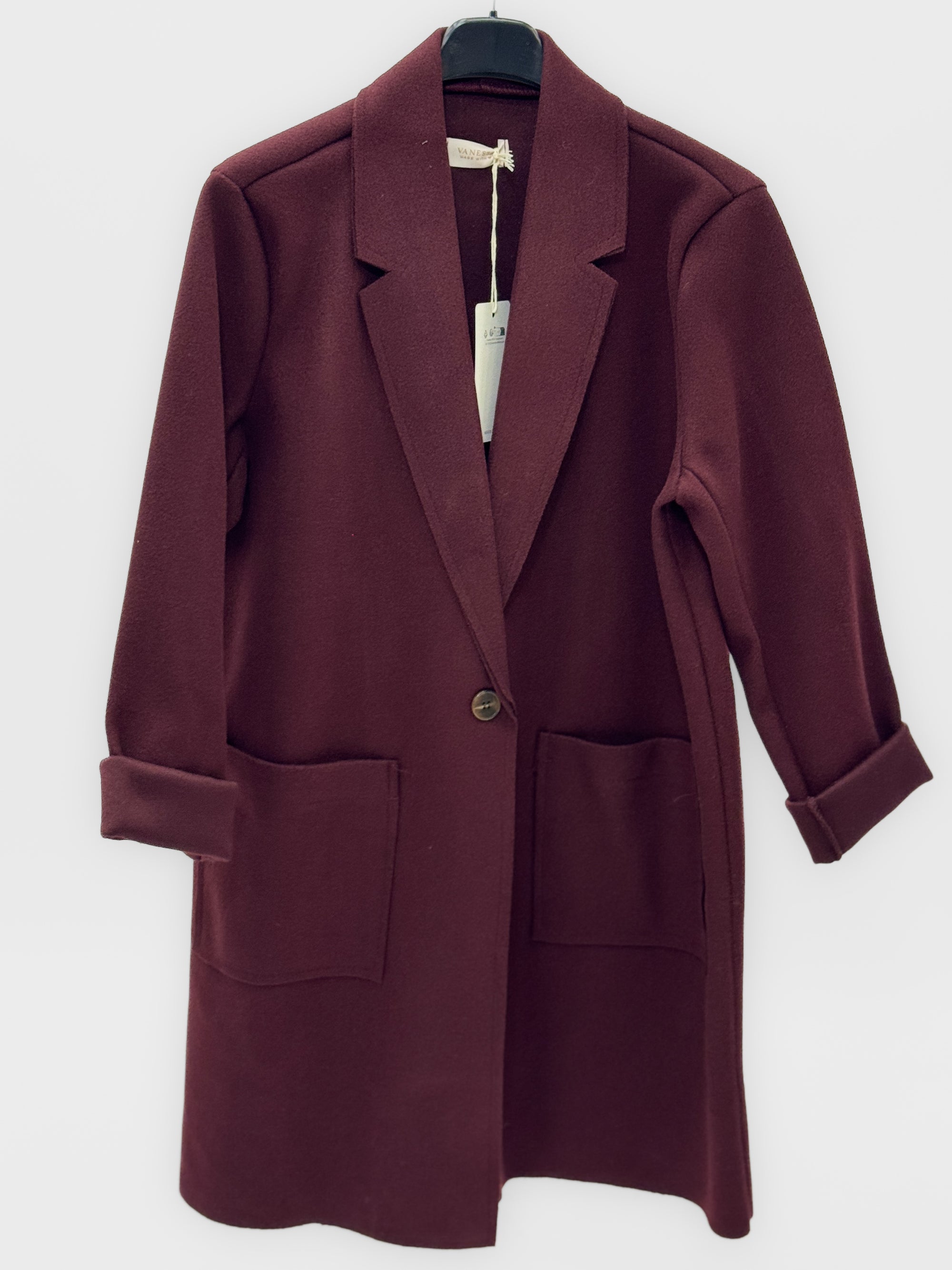 Giacca cardigan lunga donna con revers e tasche