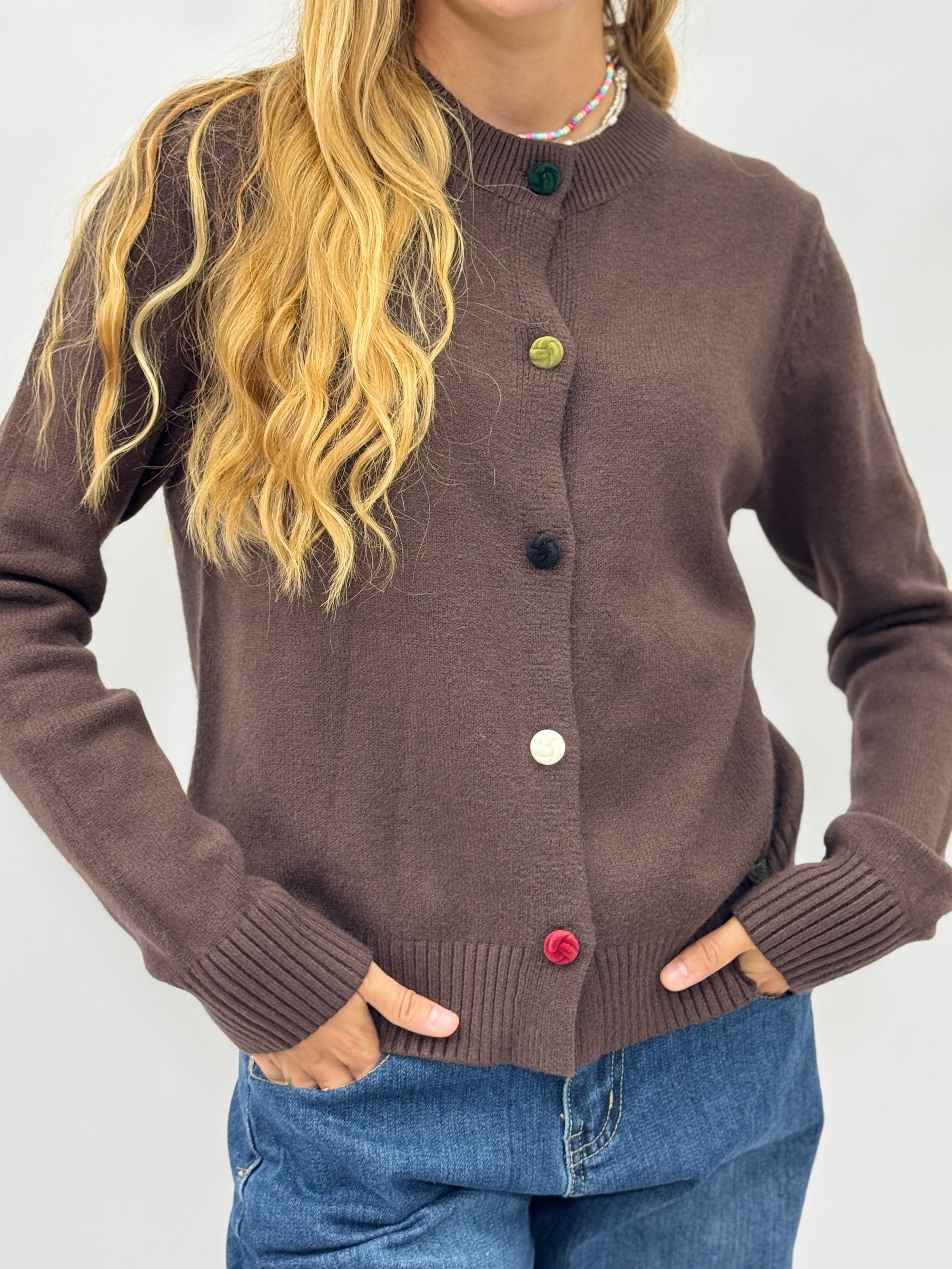 Cardigan donna con bottoni colorati