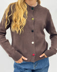 Cardigan donna con bottoni colorati