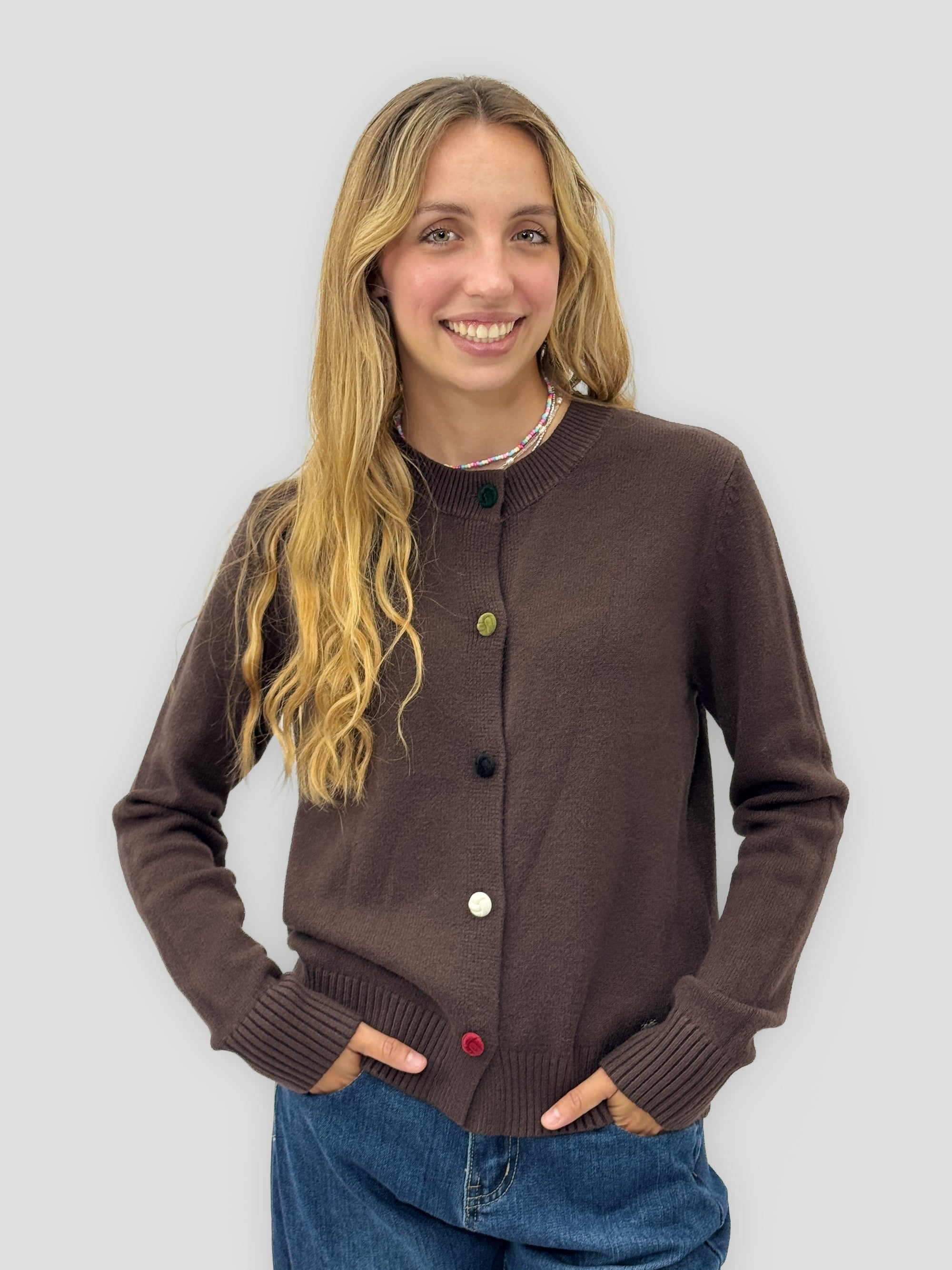 Cardigan donna con bottoni colorati