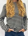 Maglia donna a righe in misto lana e alpaca