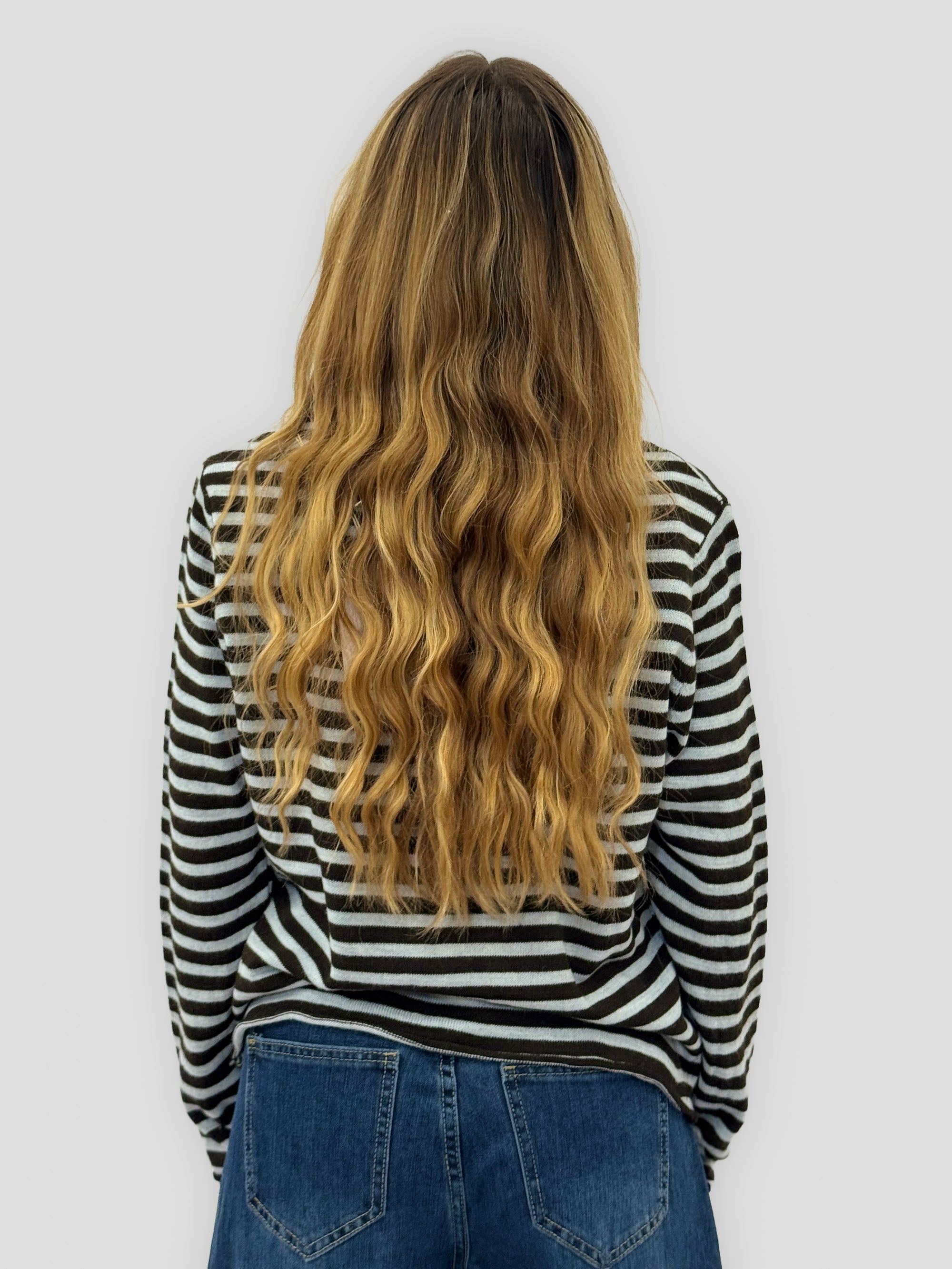 Maglia donna a righe in misto lana e alpaca