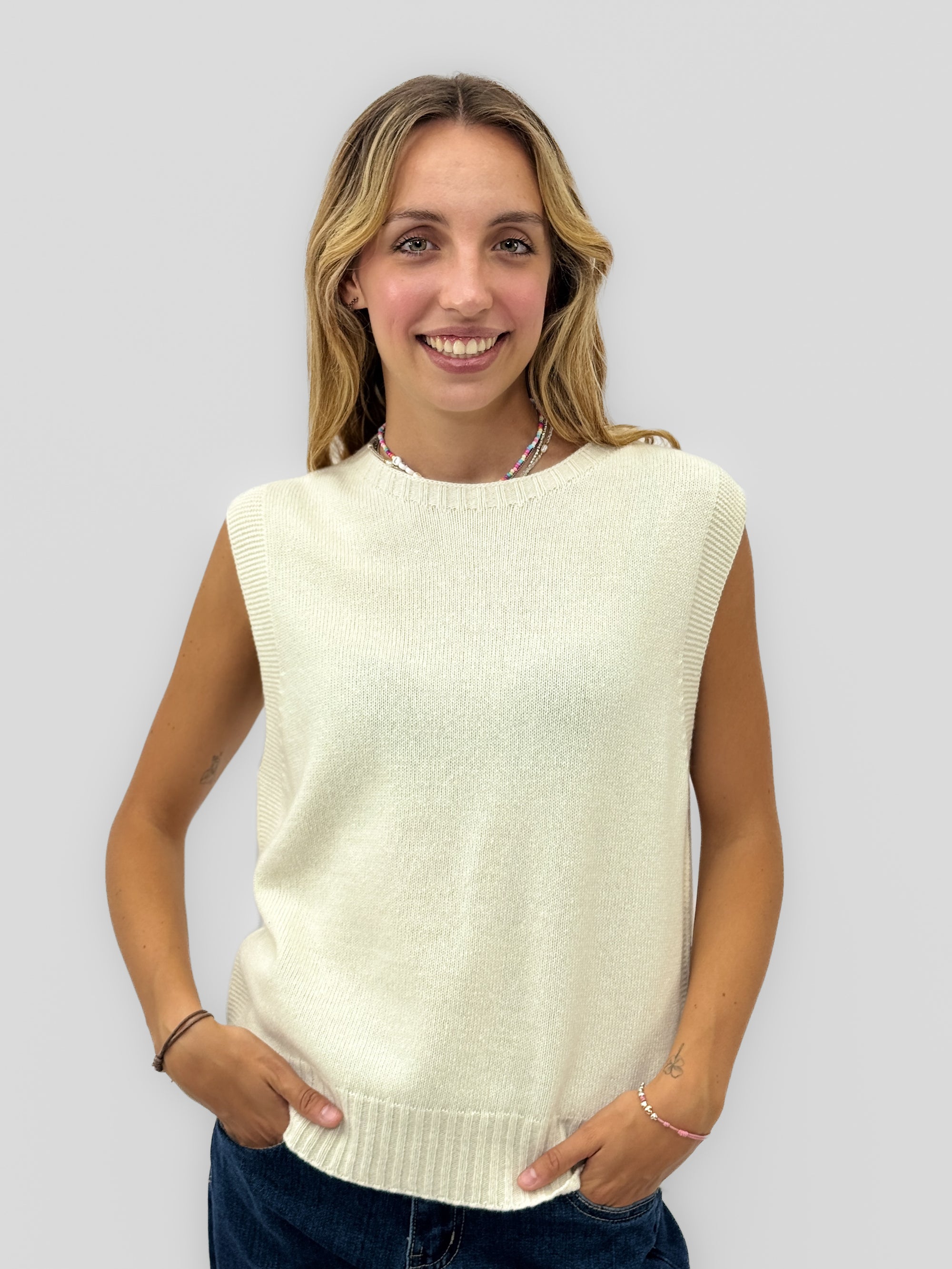 Gilet donna in maglia con lana e cashmere