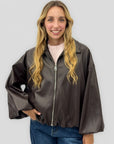 Giacca bomber donna effetto pelle con zip