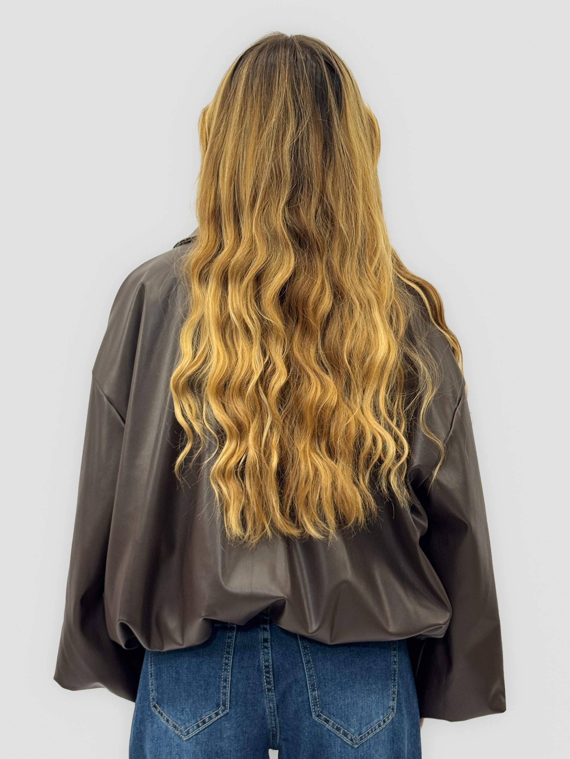Giacca bomber donna effetto pelle con zip