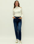 Jeans a vita alta gamba dritta