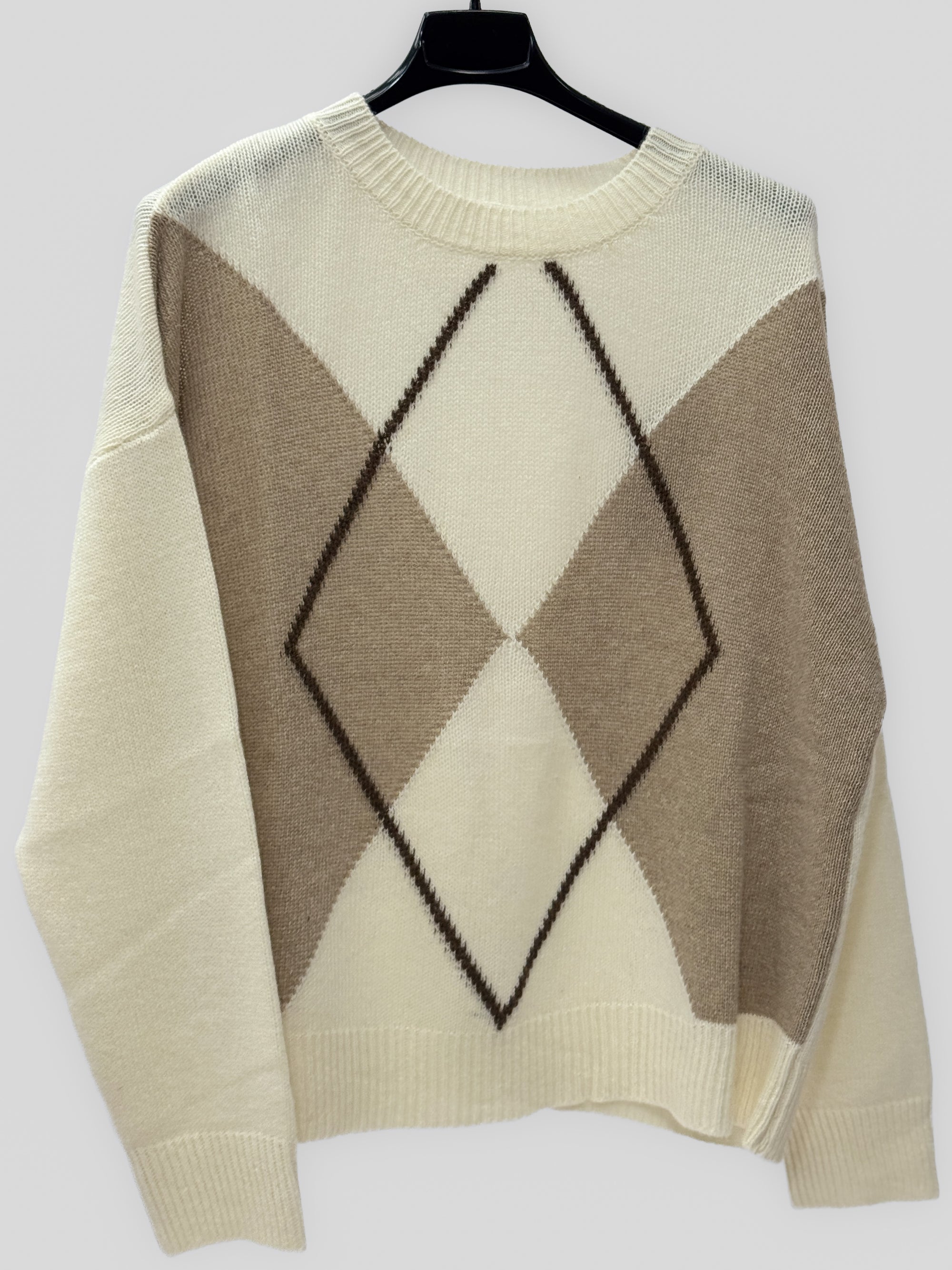 Maglione donna fantasia rombi con cashmere