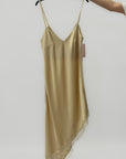 Abito Satin Asimmetrico con Dettaglio Pizzo