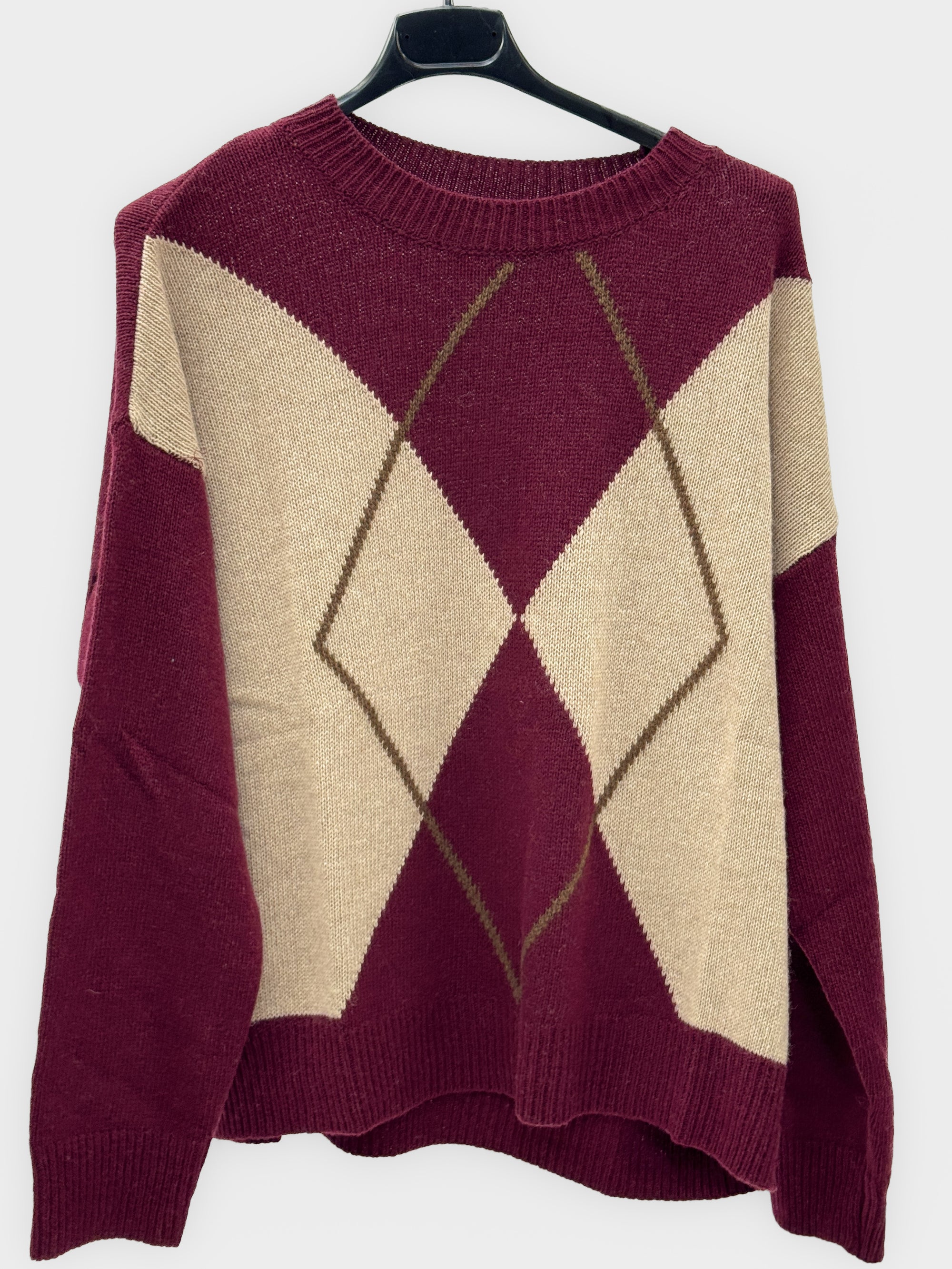 Maglione donna fantasia rombi con cashmere