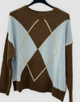 Maglione donna fantasia rombi con cashmere