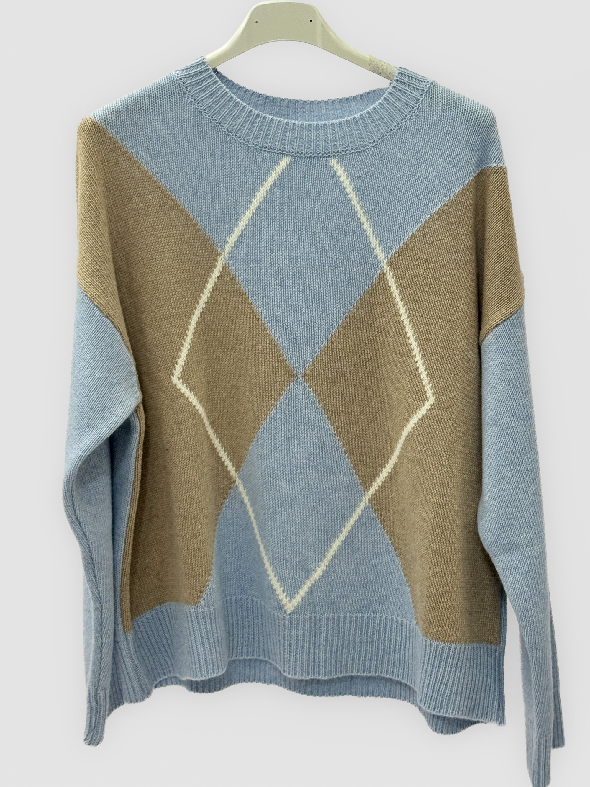 Maglione donna fantasia rombi con cashmere