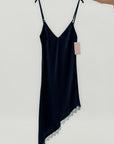 Abito Satin Asimmetrico con Dettaglio Pizzo