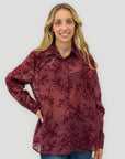 Camicia donna fantasia ramage con colletto ampio