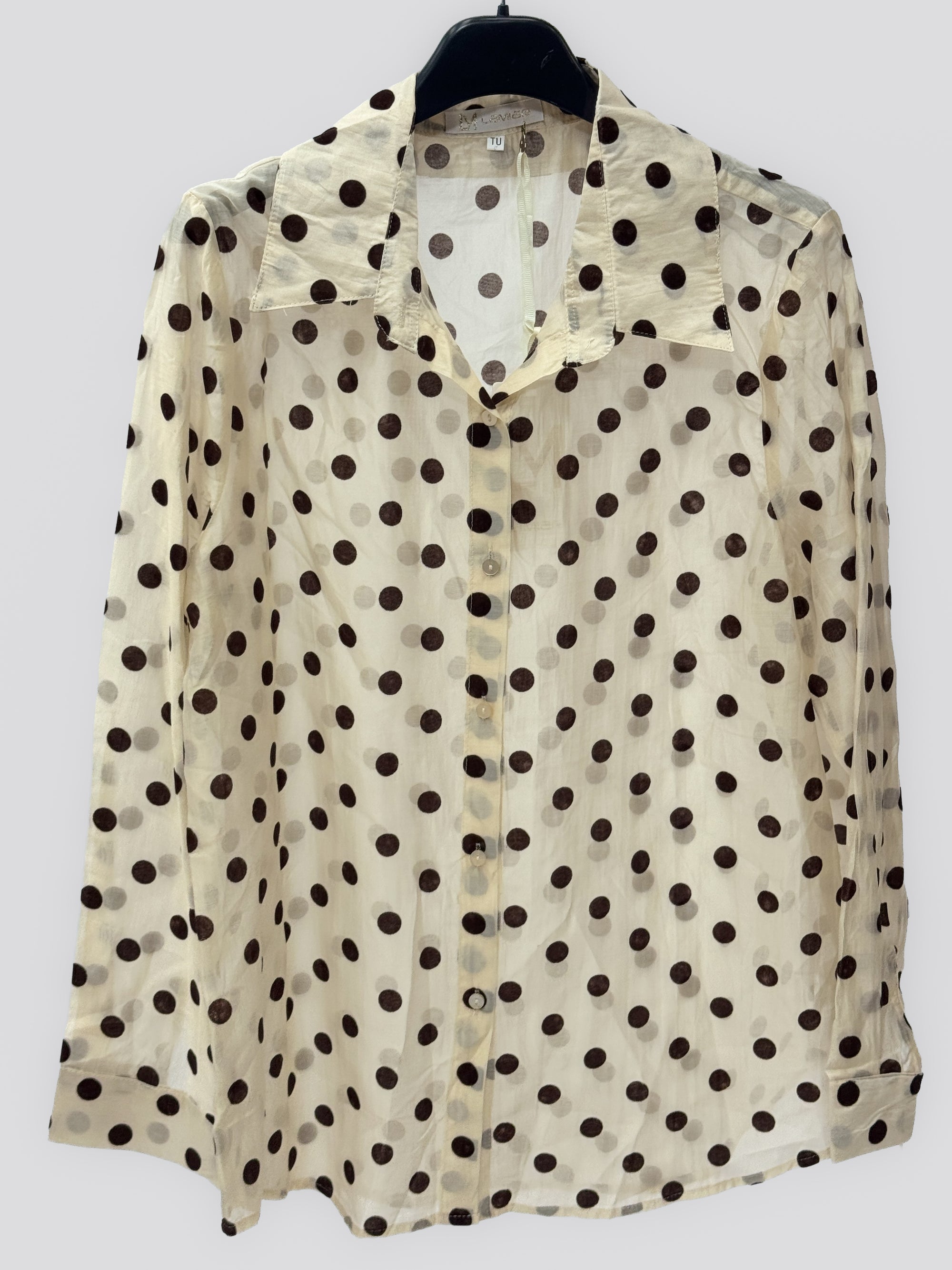 Camicia donna a pois con colletto ampio