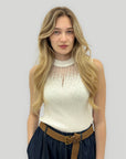 Top in Maglia con Dettaglio Gioiello