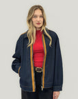Giacca Denim Oversize con Dettagli a Contrasto