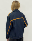 Giacca Denim Oversize con Dettagli a Contrasto