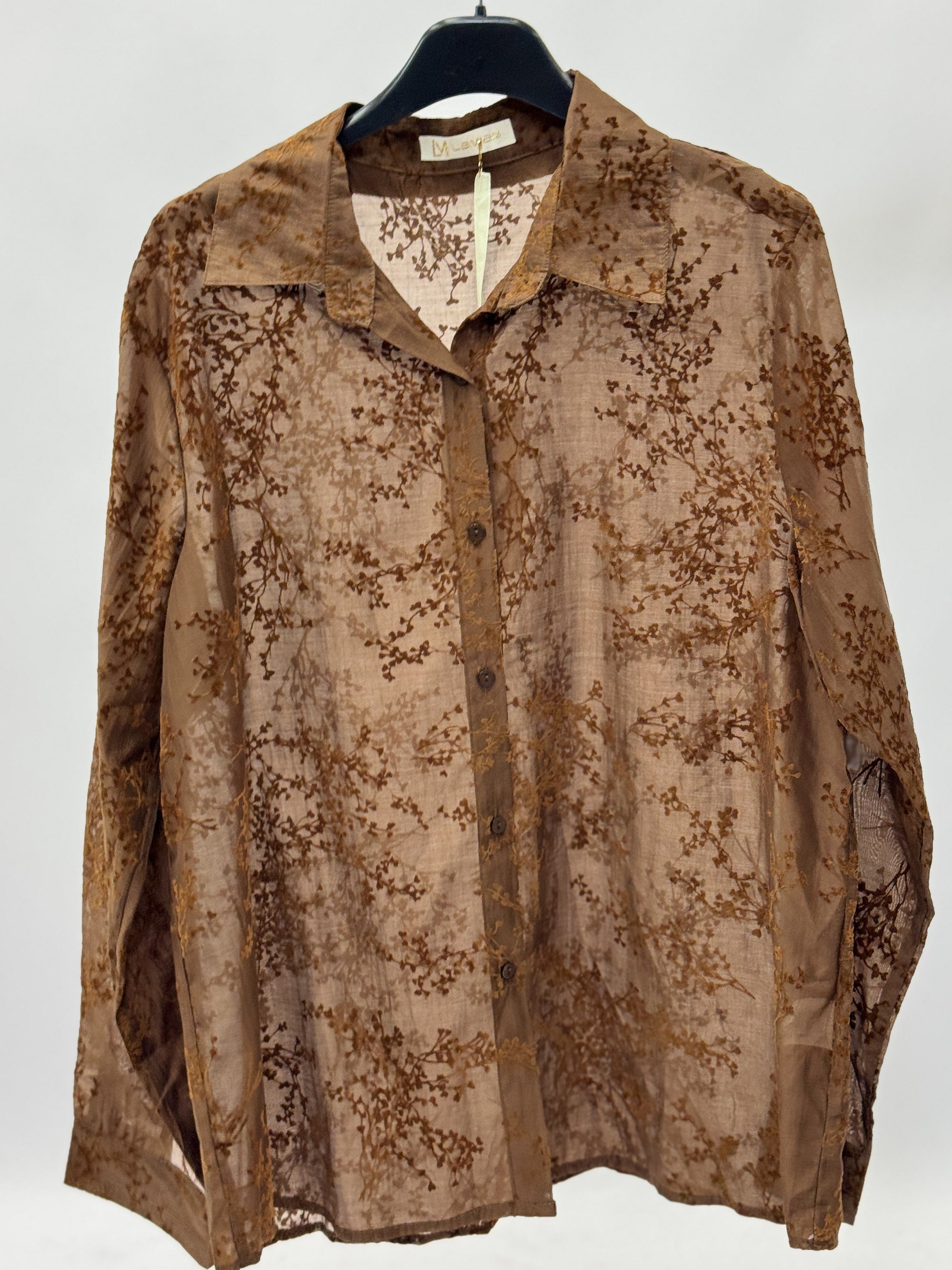 Camicia donna fantasia ramage con colletto ampio