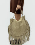 Borsa In Ecopelle Con Frange E Borchie – Stile Boho Chic