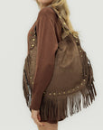 Borsa In Ecopelle Con Frange E Borchie – Stile Boho Chic