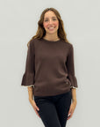 Maglione con maniche a campana e perle
