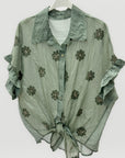 Camicia Ricamata con Rouche sulle Maniche