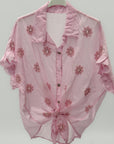 Camicia Ricamata con Rouche sulle Maniche