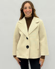 Cappotto corto neoprene scamosciato colletto revers