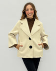 Cappotto corto neoprene scamosciato colletto revers
