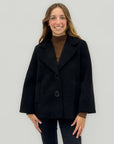 Cappotto corto neoprene scamosciato colletto revers
