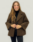 Cappotto corto neoprene scamosciato colletto revers