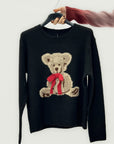 Maglione orsetto con fiocco - look festivo