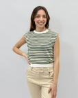 Maglia smanicata a righe