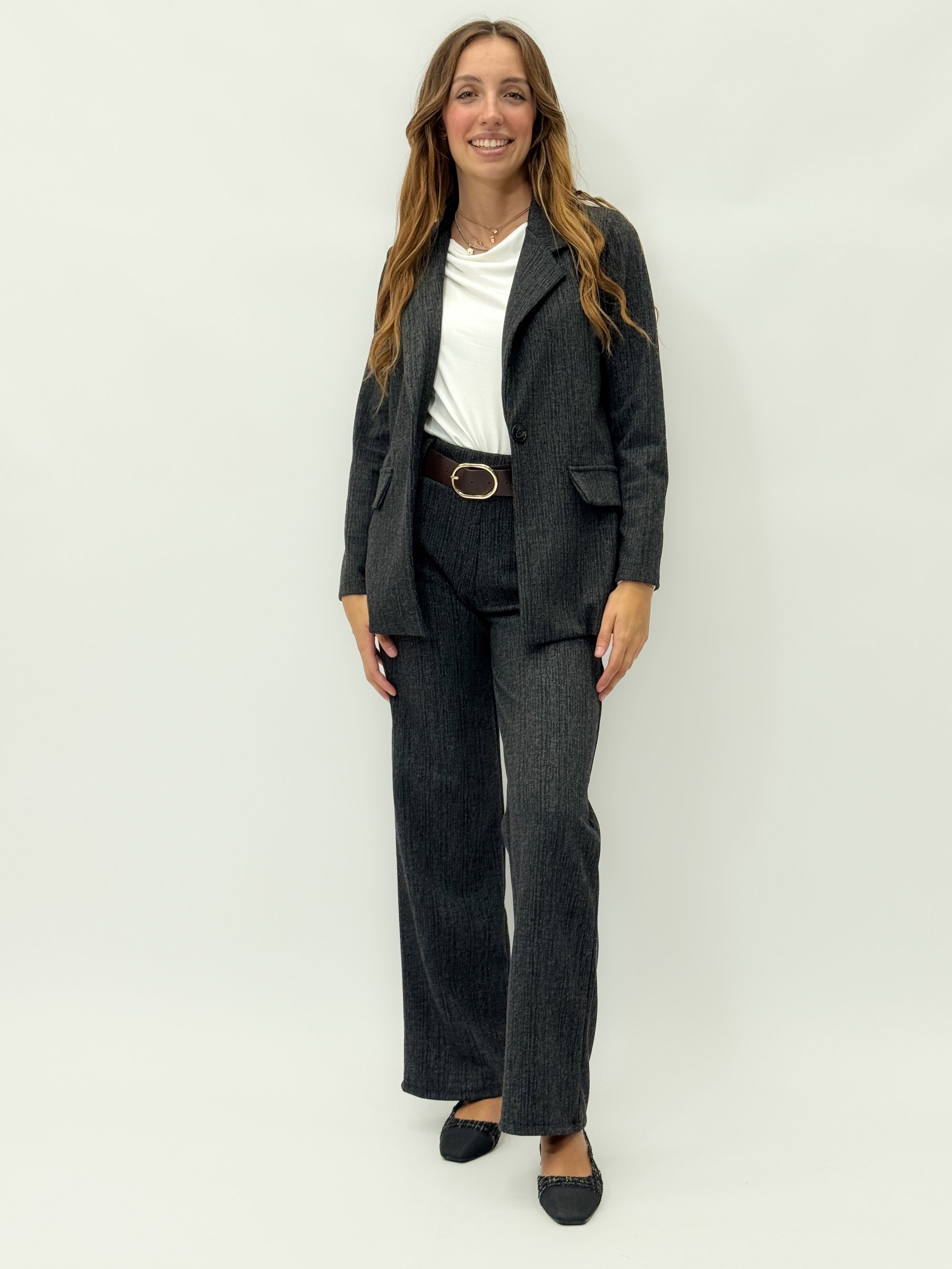 Pantaloni a palazzo con dettagli strass
