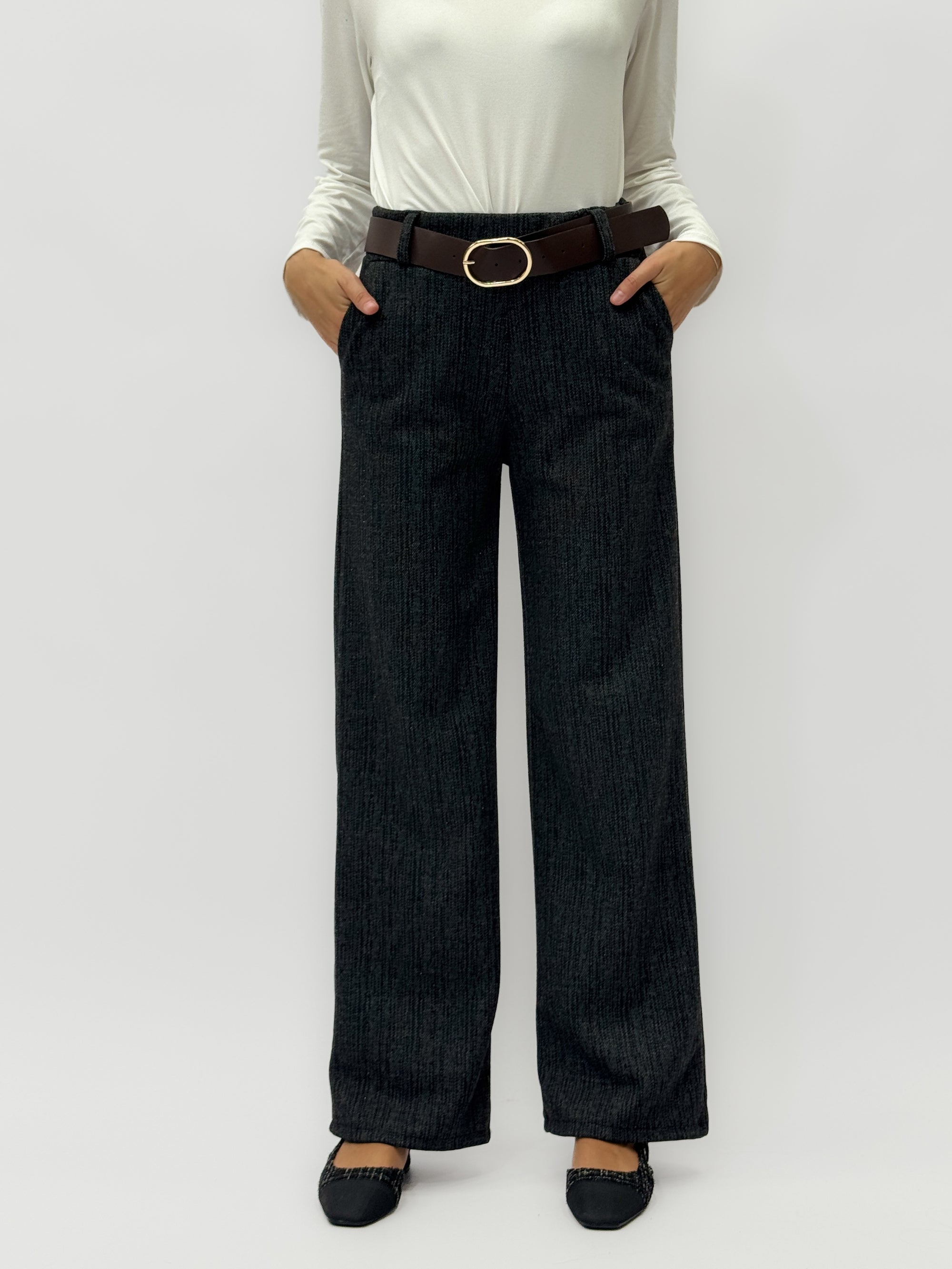 Pantaloni a palazzo con dettagli strass